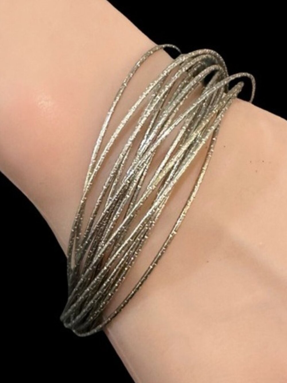 Pale Gold Tone Intertwined Bangle Bracelets 2.5 Inch Diameter